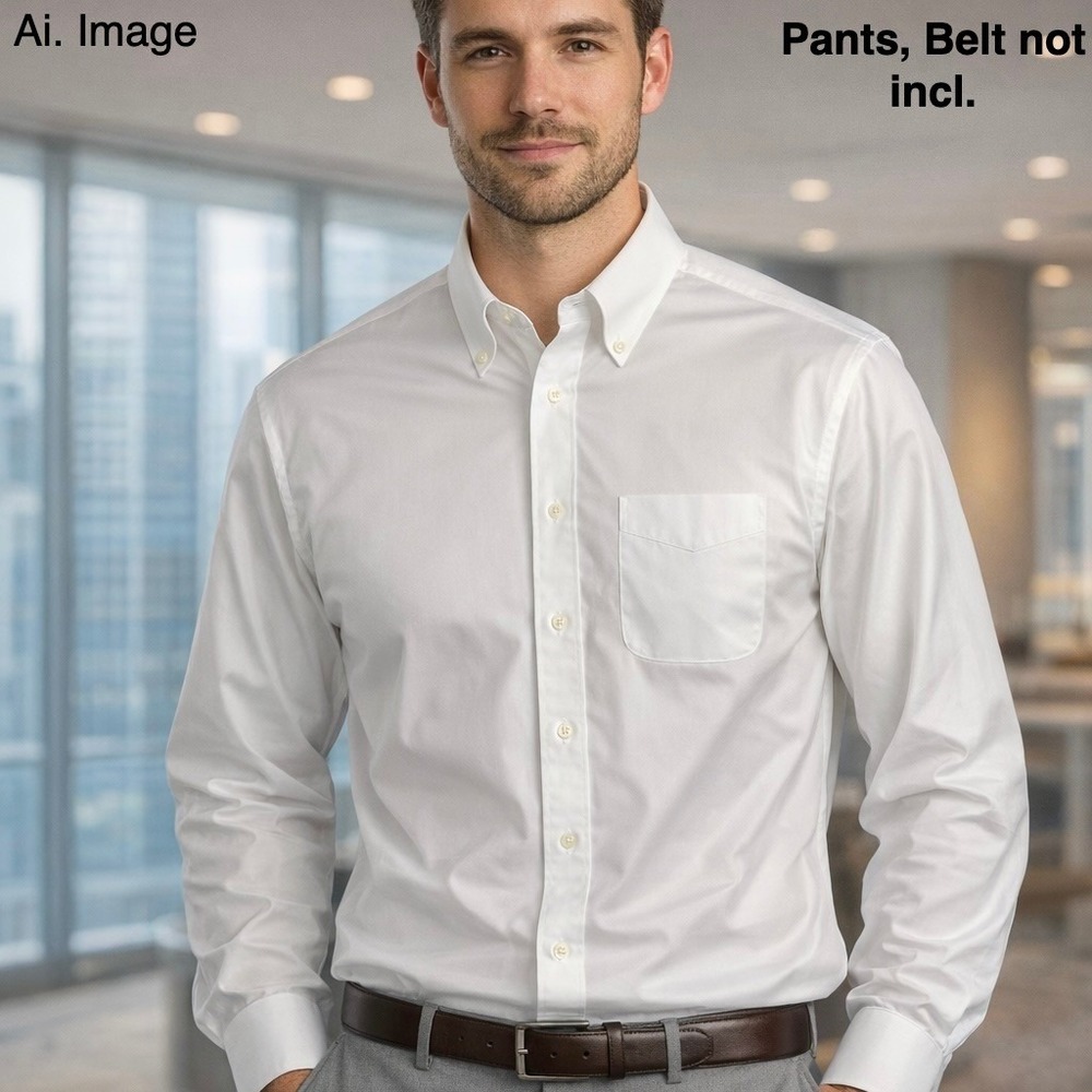 Brooks Brothers Madison Fit White Non-Iron Supima Cotton Stretch Shirt 16.5 34
